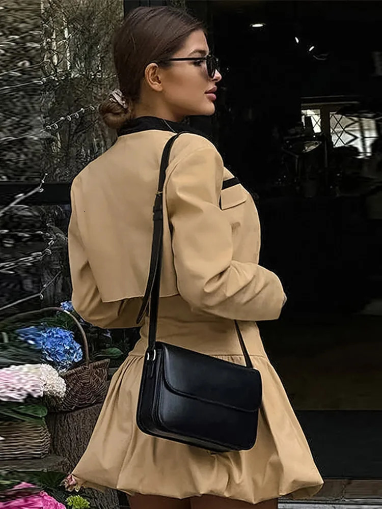 Elegant jacket set for women sexy button up long sleeved jacket pleated high waisted womens skiing suit autumn womens clothing 250220