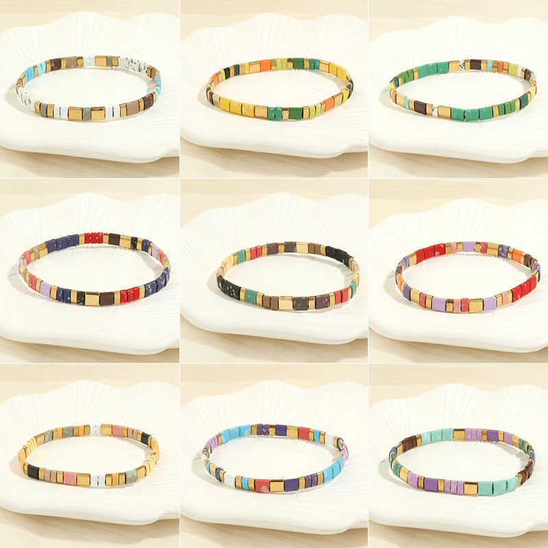 Charm Bracelets Beach Bohemian style design rainbow style fashionable Tila bead bracelet H25220