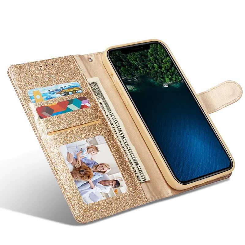 For IPhone 16 15 14 Plus 13 12 11 Pro MAX MINI X XR XS Wallet Case Glitter 7 8 Plus Clamshell High-end Mobile Phone Case Z250220