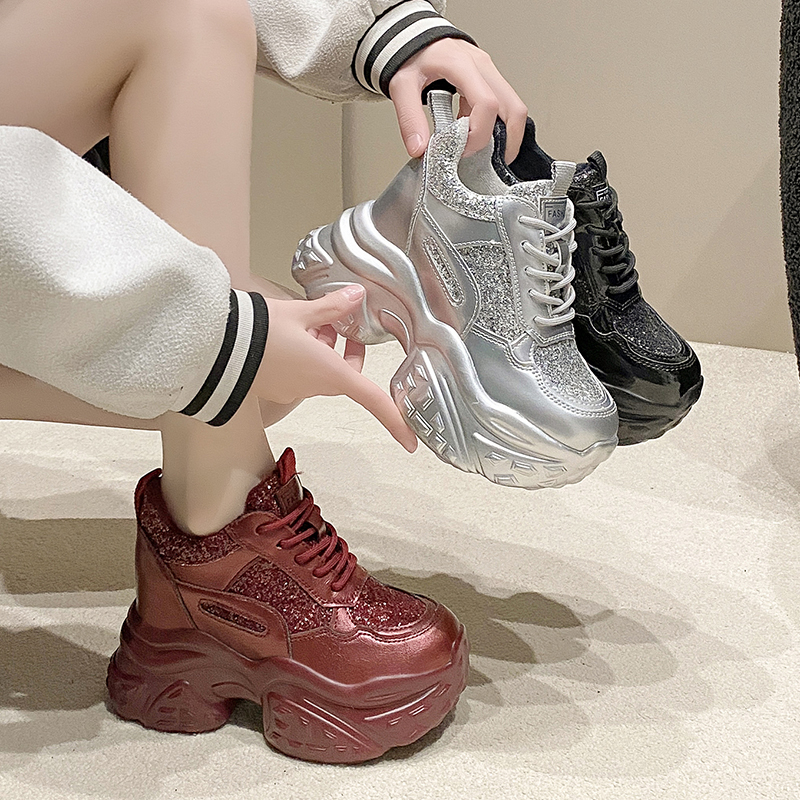Casual Platform Designer Sneakers High Heels High Quality Sports Vulcanized Shoes Bling Trainers Chunky Luxury Sneakers Zapatos Mujer