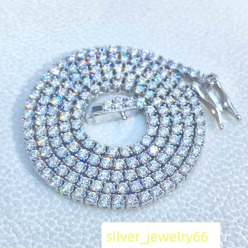 Traxnyc Silver or Gold Iced Out Diamond Tennis Chains 4mm VVS White Diamond Chain Tennis Necklaces for Men Women