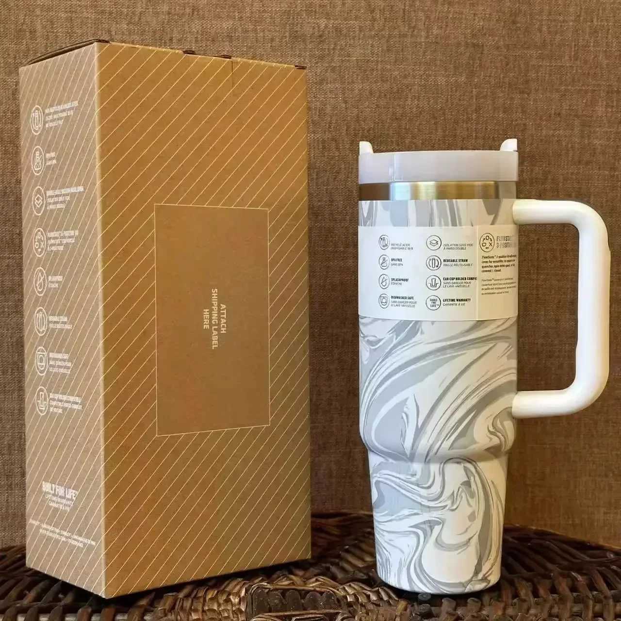 40oz Vacuum Insulated Car Mug For Double Wall Thermal Iced Travel Cup and Tumbler Straw Lid Stainless SteelT250220