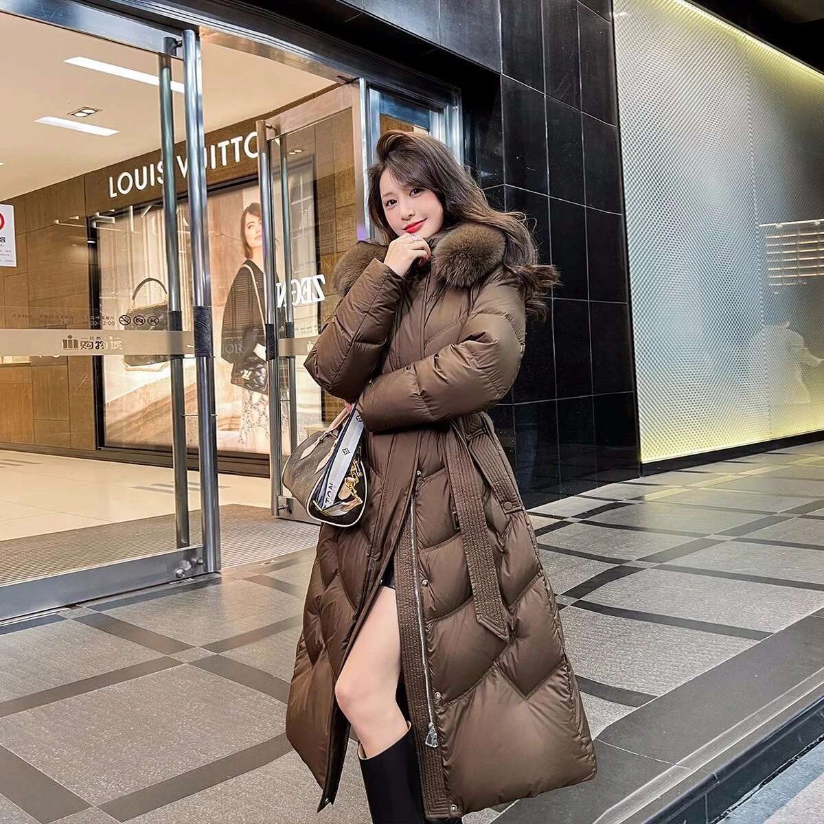 2024 New Korean Down Cotton Coat Women Long Winter Parkas Thicken Warm Hooded Cotton-Padded Jacket Coats Zipper Overcoat