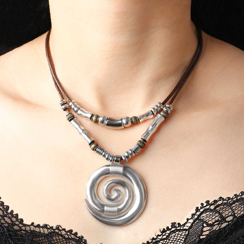 Pendant Necklaces Temu Long Necklace Vortex Totem Bohemian Style Beach Womens Necklace Pendant H25219