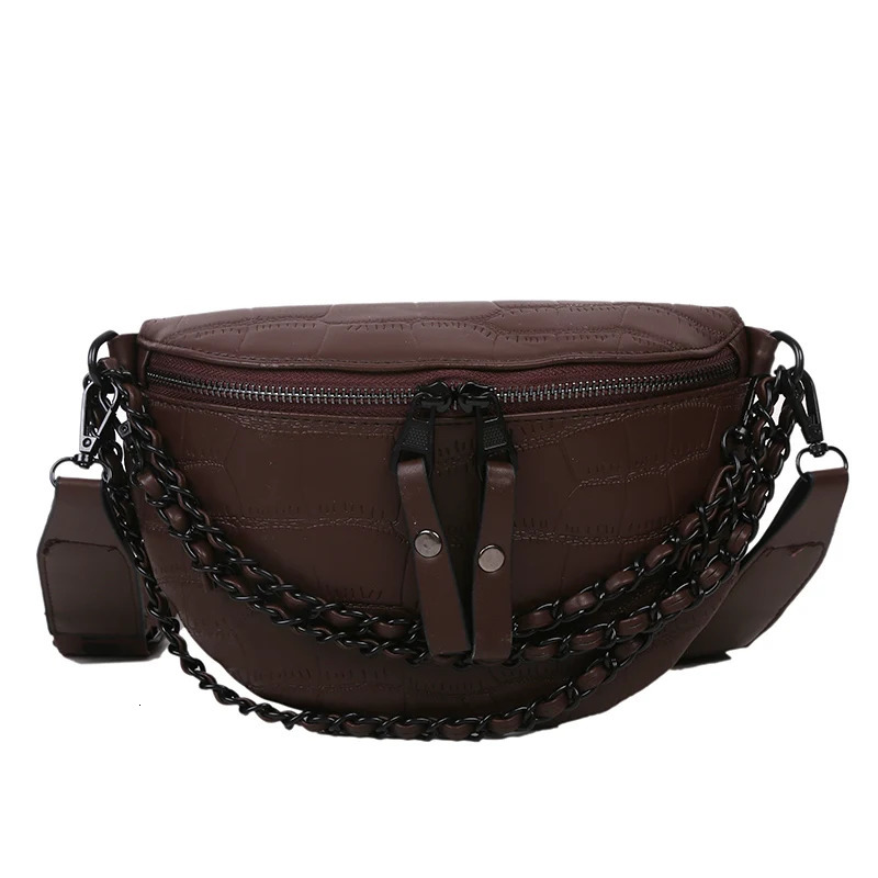 PU Leather Waist Bag For Women Fanny Pack Fashion Chest Chain handbag Designer Shoulder Crossbody Female Belt Purse 250219