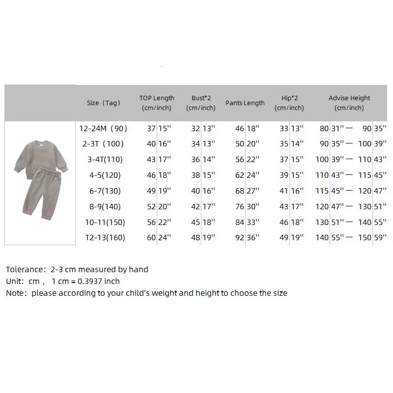 2025 Kid Boys Clothing Tracksuit 2 Pieces Set Warm Fleece Plain Top SweatshirtPants Loungewear Suit Children Girl Clothes 1-13T 250220