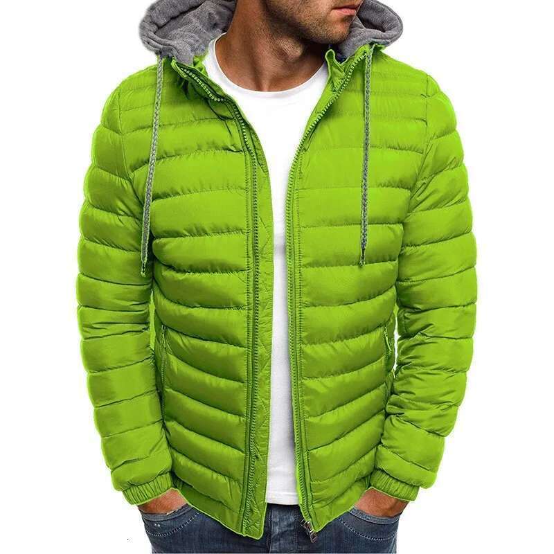 Men's Outerwear Autumn/Winter Solid Color Casual Hooded Men's Down Cotton Jacket Short Style Middle-Aged And Young People Decoration Body C
