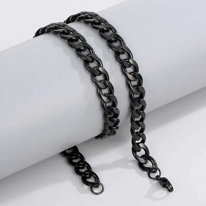 HNSP Stainl Steel Flat Chain Necklace For Men Jewelry Accory Pendant Male Neck ChainsXJ250219