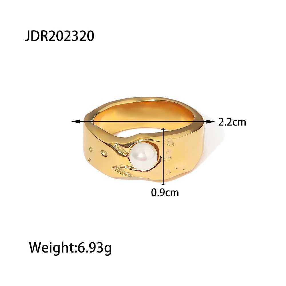 World Vintage Style Ring 18K PVD gold plated Fresh Water Pearl Stainless Steel Jewelry Elegant Imitation Ring Accessories New X250220