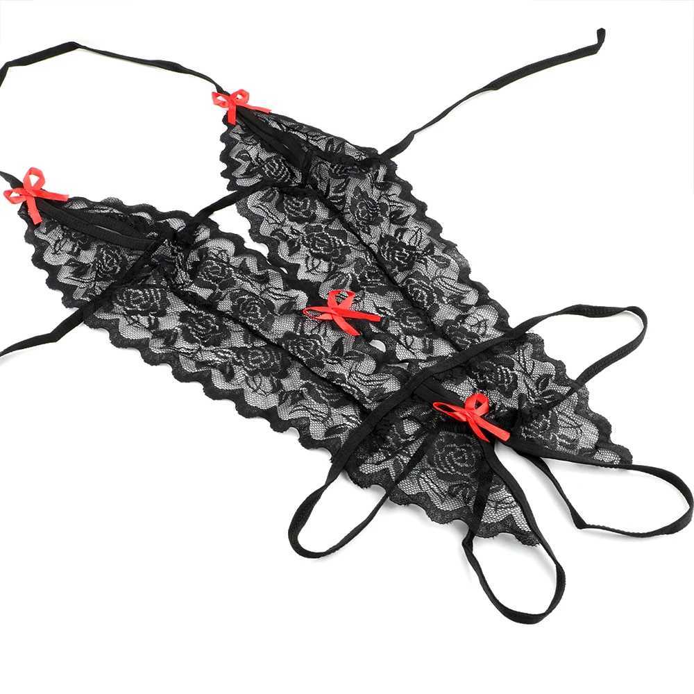 IKOKY Sexy Costumes Sexy Lingerie Erotic Lingerie Lace Siamese Perspective Three-Point Underwear G-string Sex Toys for Women W250220