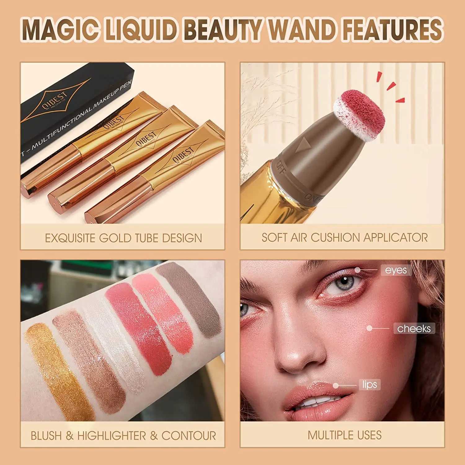 QIBEST Pink Peach Liquid B Velvet Matte Ber Face Pigment Stick Lasting Natural Cream Cheek Tint B MakeupW250220