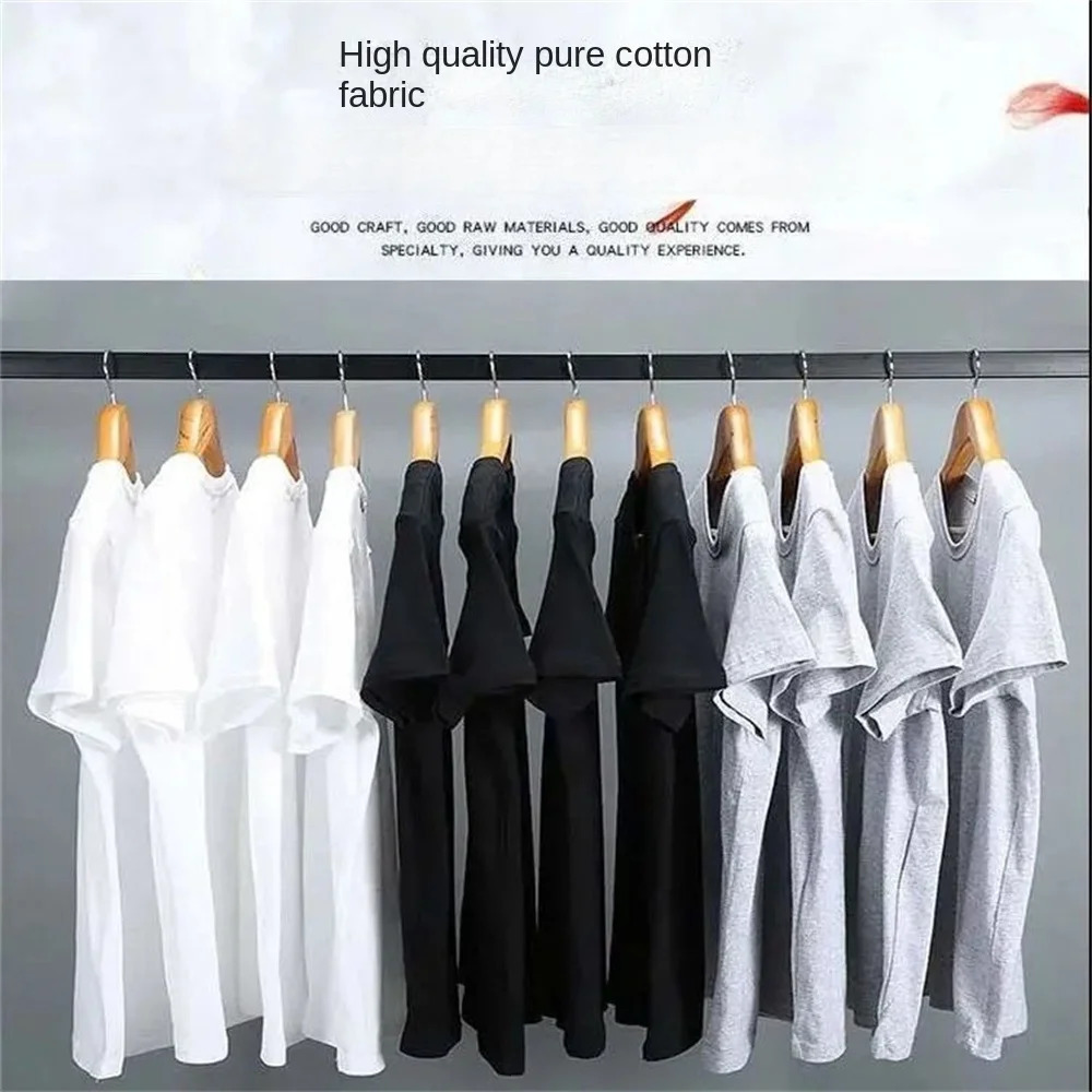 Men T Shirt Summer Cotton Tops Women Solid Color Blank Tshirts Oneck Round Collar ShortSleeve Couple White Top Tees 250218