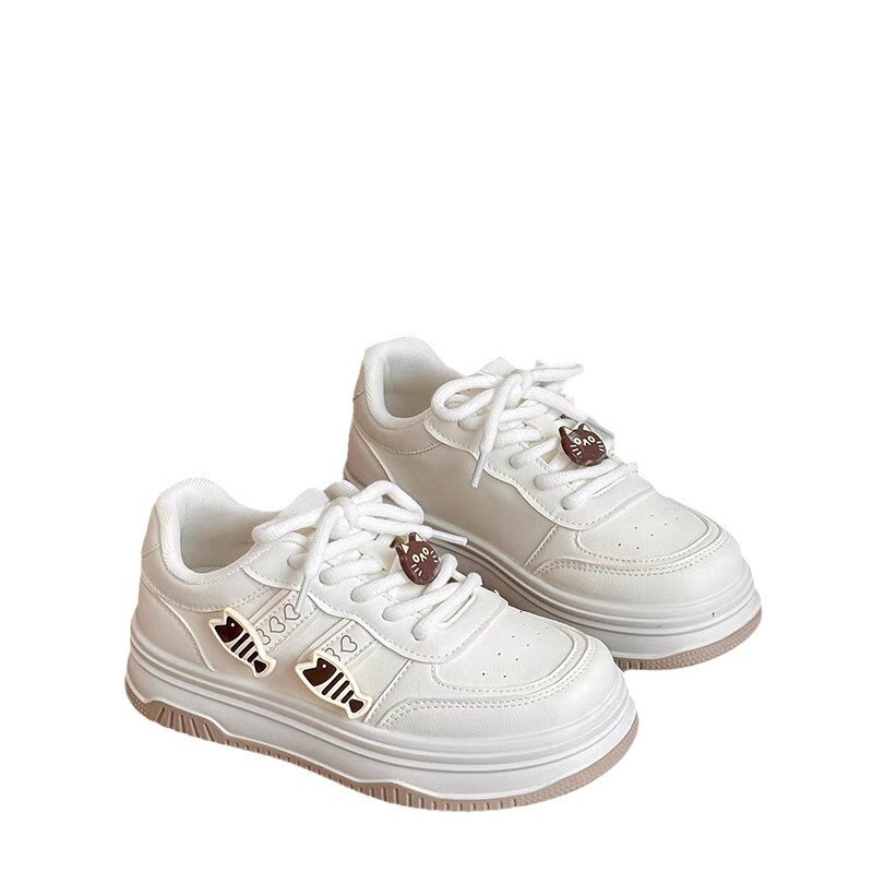 Milk Like Fashionable White Female Designer Shoes For Autumn 2025 New Multifunctional Mesh Breathable Sports Shoes Casual Thick Soled Women's Boa