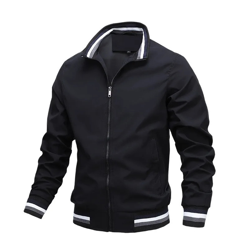 Autumn and Winter Mens Stand Collar Casual Zipper Jacket Outdoor Sports Coat Windbreaker Jacket for Men Waterproof Bomber 250219