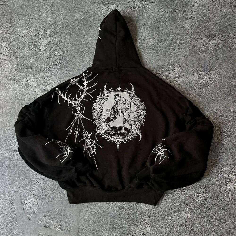 Sweatshirt printed pattern long sleeved pullover hoodie dark street trend y2k