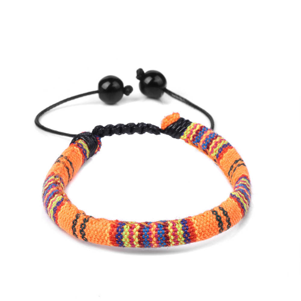 Charm Bracelets Bohemian style fabric woven bracelet Womens beach style colorful fabric rope adjustable bracelet H25220