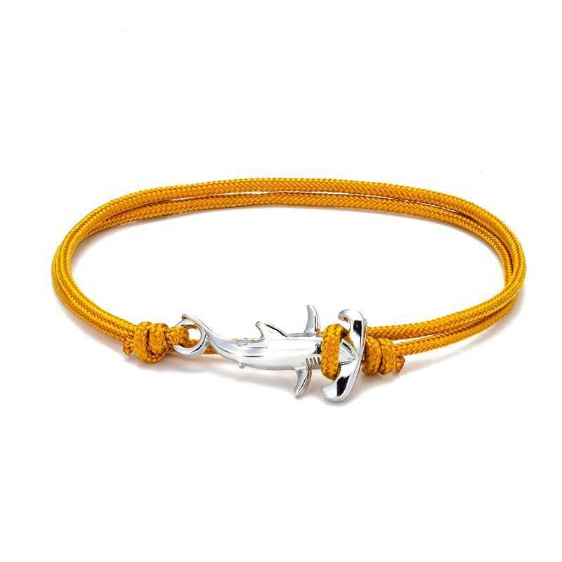 Charm Bracelets Minimally electroplated black cute little hammerhead shark colored rope adjustable bracelet vacation style beach style H25220