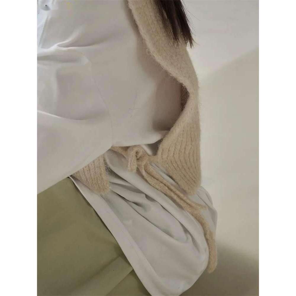 2025 Early Spring Vintage Twisted Double Sided Tie Rope Short Knitted Vest Women Loose Sleeveless Sweater Apricot/Gray