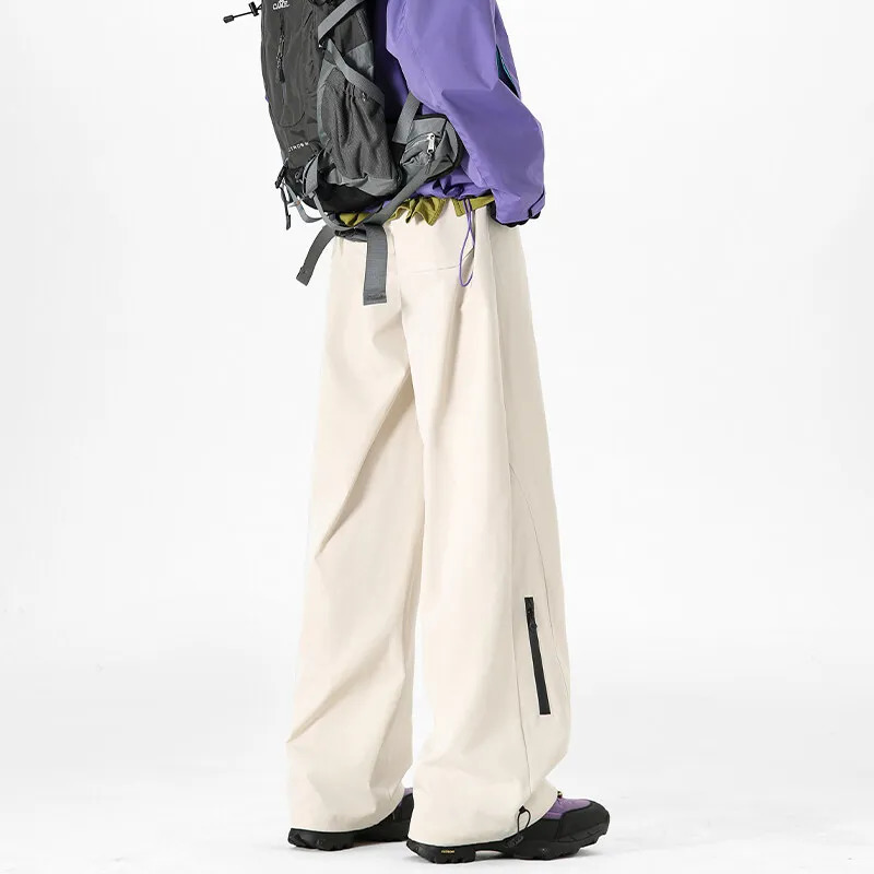 LAPPSTER Black Mens Outdoor Zipper Casual Jogger Pants Hiking Waterproof Pockets Y2k Windbreak Climbing Sweatpants Trousers 250220