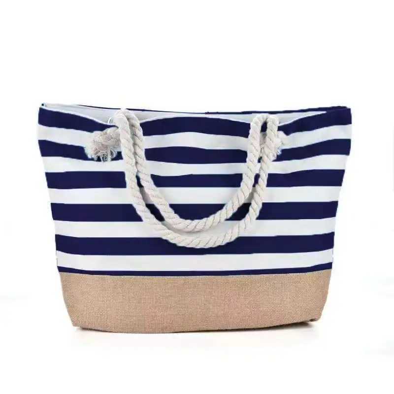 AFKOMST Beach Bag for Woman Canvas Fashion Handbag Striped Large Capacity Shopping Travel Bags Z250219