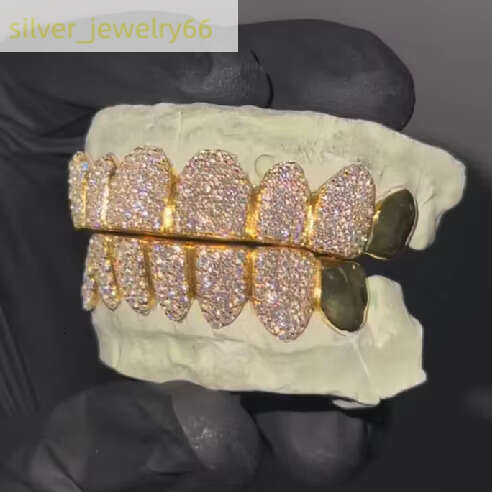 Hiphop Jewelry Sterg Sier Mix Custom Dia for Teeth Iced Out Dope Moissanite Grillz