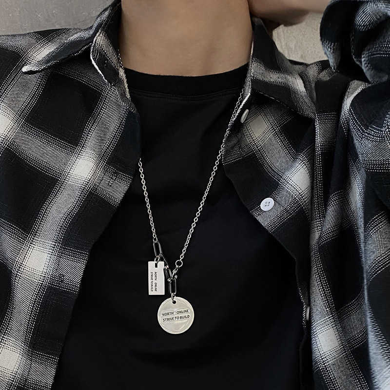 Pendant Necklaces Fashion street Necklace mens and womens personality hip hop fashion brand sweater chain pendant versatile couple accessories H25219