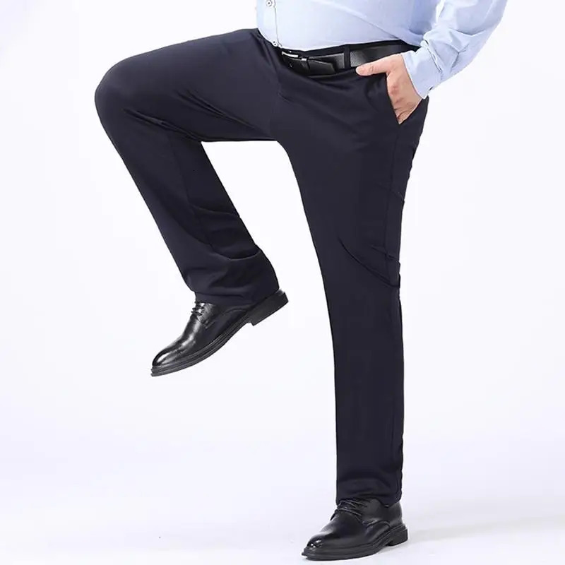 Plus Size 48 50 52 Mens Black Long Pants Casual Business Suit 250219