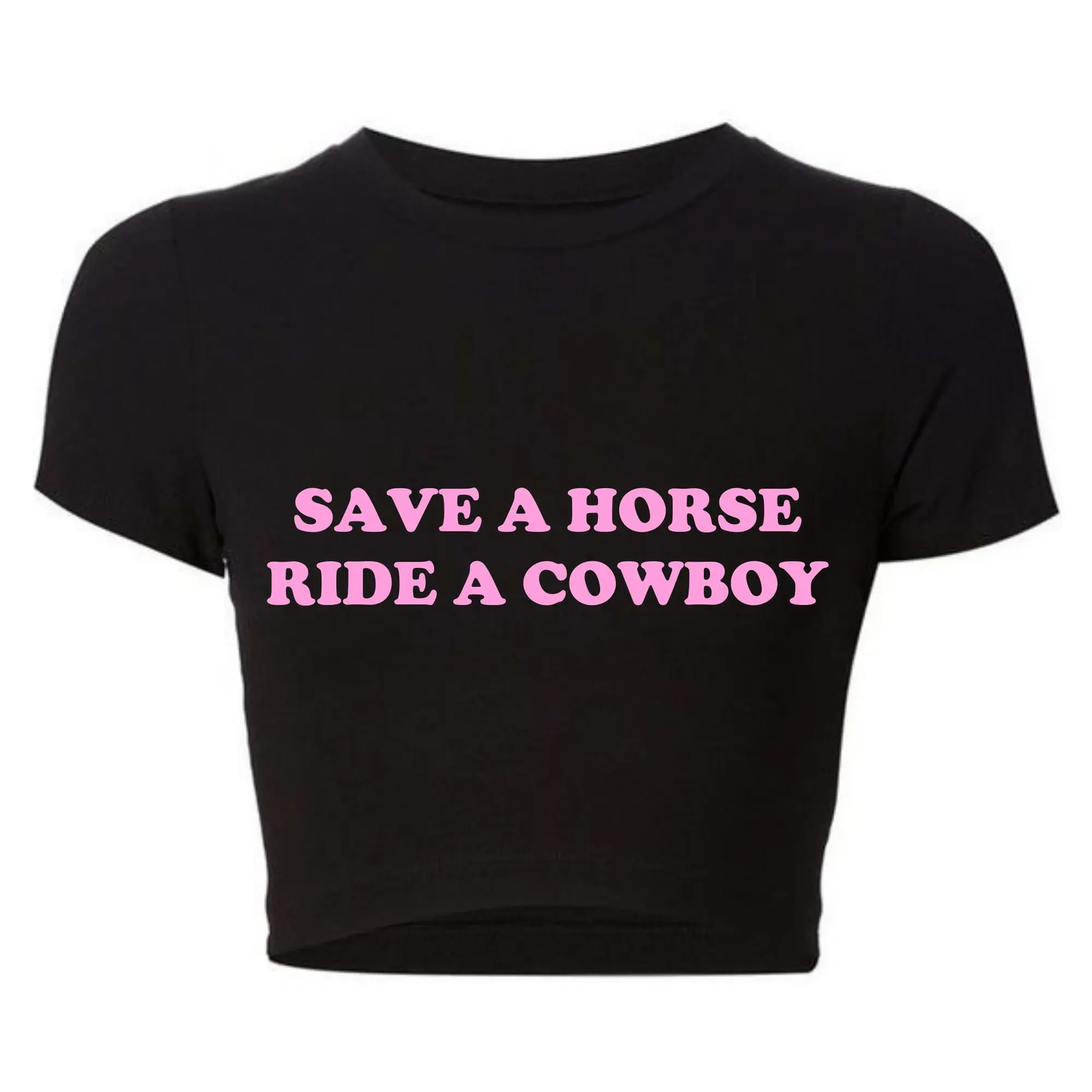 Save A Horse Ride Cowboy Women Crop Top O Neck Baby Tee Y2k Clothing 2000s Grunge Goth T Shirt Vintage Kawaii Tshirt Female 250214