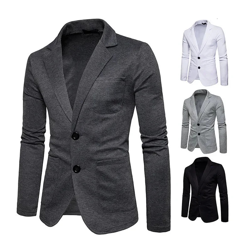 Wholesale Mens Casual Western-style Blazers Autumn Solid Color Simple Lapel Two-piece Button Single Western Jacket 250220
