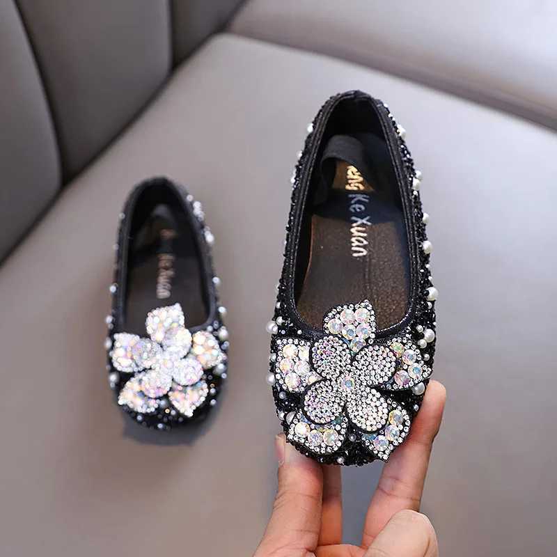 New Children Sequins Leather Shoes Baby Kids Party Princess Shoes Girls Glitter Bowknot Flat Shoes J388 X250220