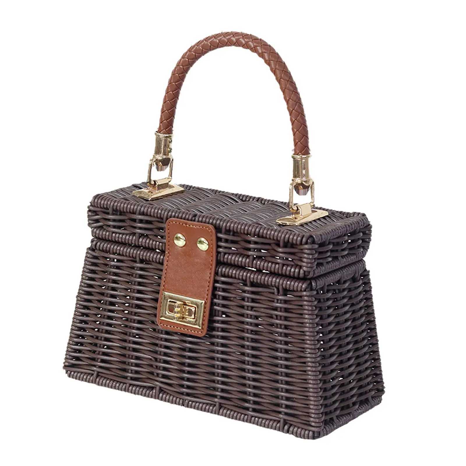 Woven Tote Bag Handbag Versatile Beach Bag for Work Wedding Spring Beach Summer Z250219