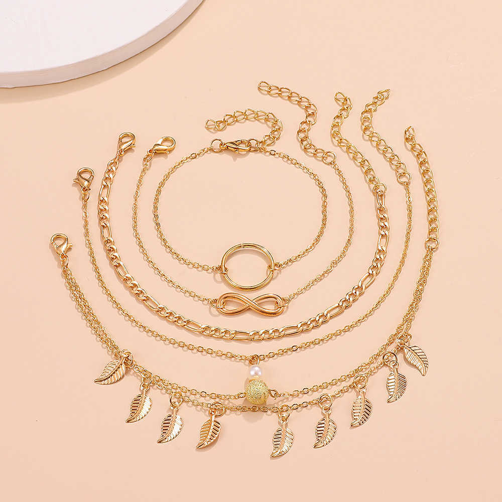 Pendant Necklaces Multi layer anklets ins sexy versatile beach stacked anklets girls foot accessories suit H25219