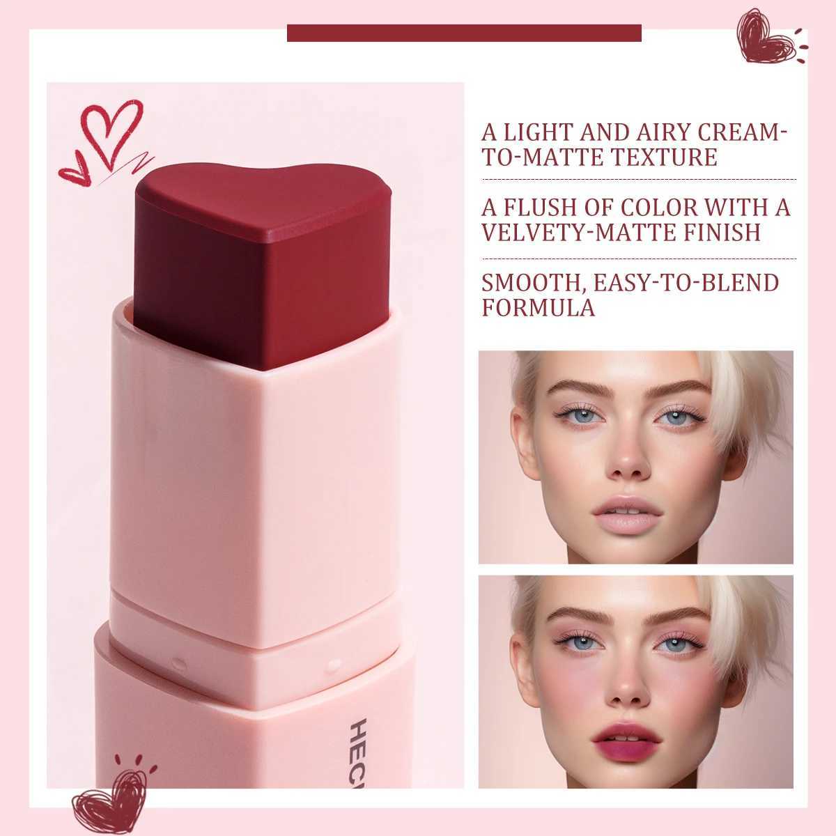 Heart-Shaped B Stick Multi-Use Waterproof Matte Rose Velvet Cream Ber Eye Shadow Stick Love Pink Gifts For Mother GirlW250220