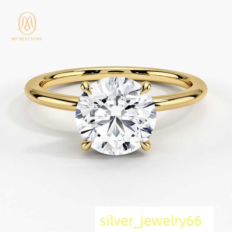 Classic 9K/14K/18K Gold White Gold Jewelry Engagement Ring 2CT Round Shape Wedding Ring Moissanite Ring for Women