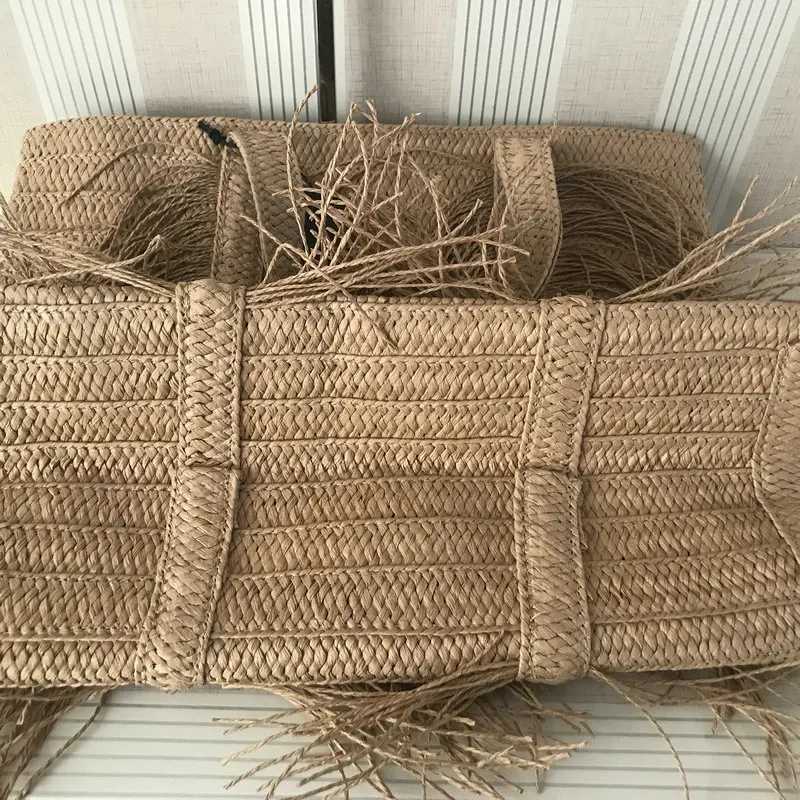 Private Customized Tassel Grass Woven Bag For Womens Large Capacity Handmade Woven Handbag Pastoral Beach Vacation Shoulder Bag Z250219