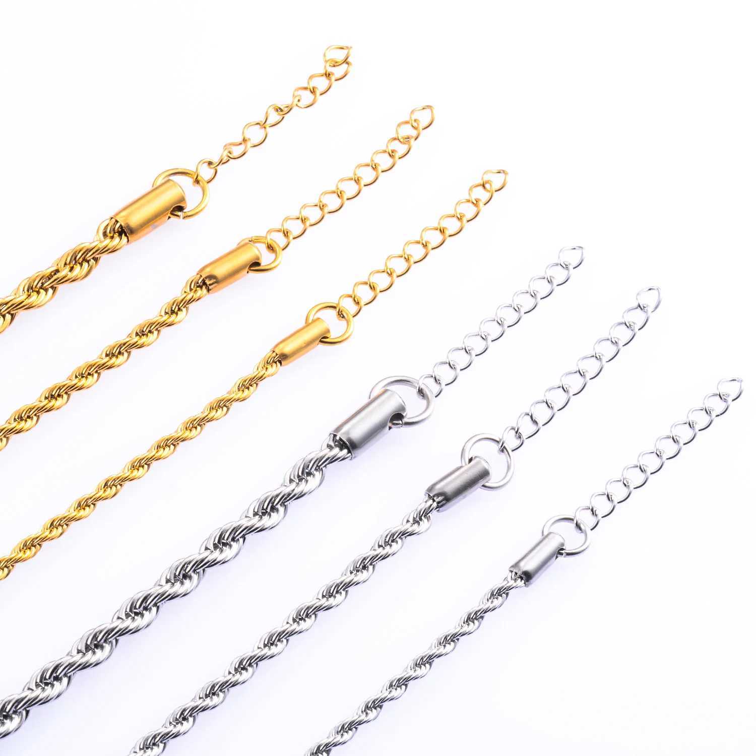 2//3/4mm Stainl Steel Rope Chain Bracelet For Woman Girl Gold/Silver Color Classic Fashion Jewelry Gift WholesaleXJ250219