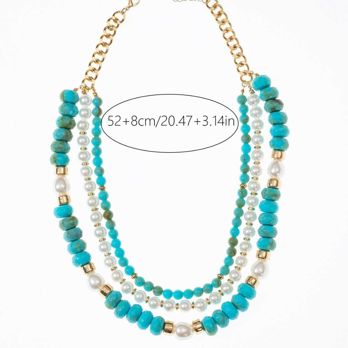 Pendant Necklaces Turquoise pearl necklace for womens fashion accessories fashionable Bohemian ethnic style bead necklace H25219
