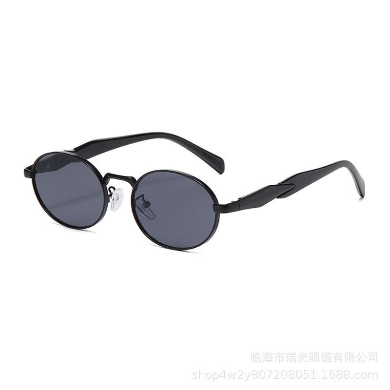 Oval Sunglasses Metal Ins Net Red With 2025 New Street Shot Sunglasses Trend Retro Sunglasses Women