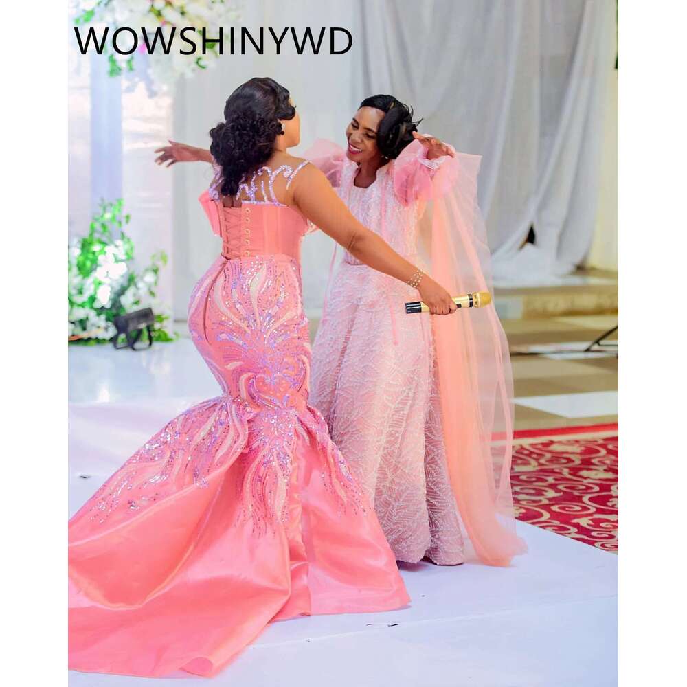 Aso Ebi Pink Mermaid Prom Beaded Crystals Evening Dresses, Formal Party, Seo Engagement, Birthday, ZJ146, 2024