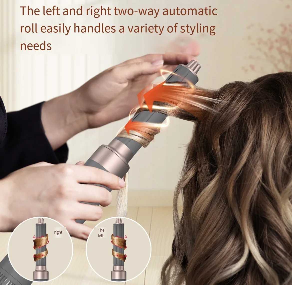 Professional new 8-in-1 high-speed hair dryer brushless automatic curling iron hot air comb LCD display temperature negative ions W250220