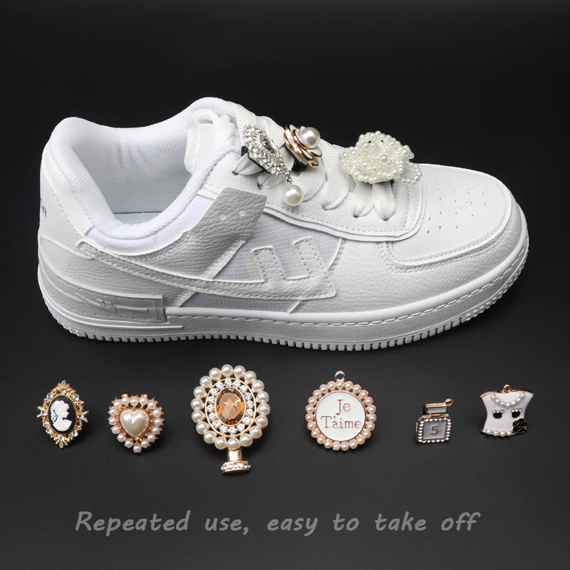 Shoe Charms for Sneakers Shoelaces Clips Buckle Decorations Rhinestones Pearl Gem Casual Flower Fashion Shoes Accessories 1 PCS 250219