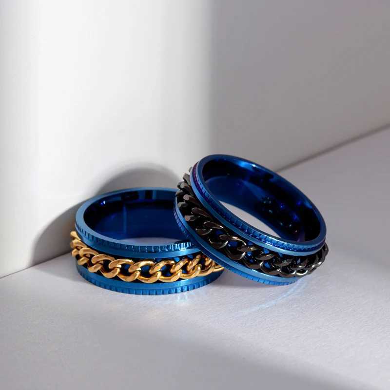 Titanium steel rotating chain ring used for warm mens rotating ring pressure reducing ring bottle opener ring gift ring X250220