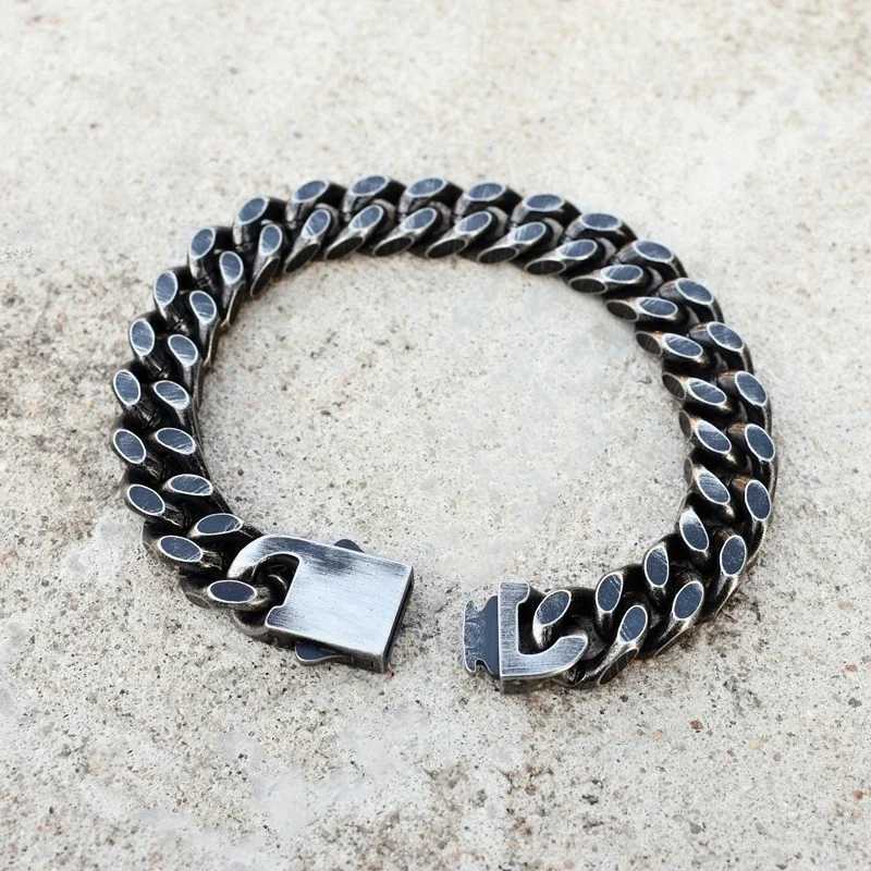 Fashion Antique Black Plated Thick Chain Bracelet Stainl Steel Link Chain Hip Hop Bracelets for Men Jewelry Anniversary GiftXJ250219