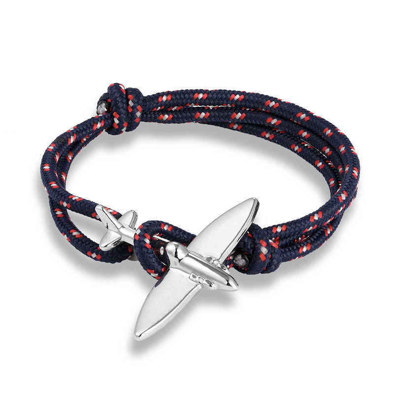 Charm Bracelets New popular jewelry pirate ship anchor style bracelet fashionable silver airplane buckle bracelet hand rope H25220