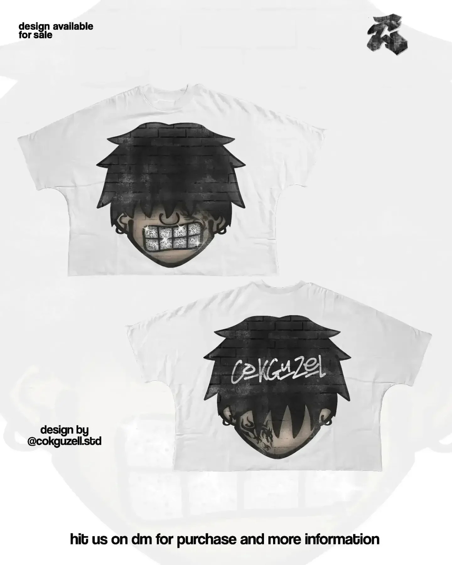 Classic Y2K Short Sleeve Women Harajuku Gothic Cartoon Characters Graphic Printed Oversized Hip Hop Cotton Material T Shirt 250213
