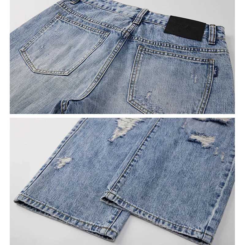 Mens streetwear fashion casual plus size ripped denim straight ribbed jeans Cityboy Baggy jeans Trouser 40 38 X250220