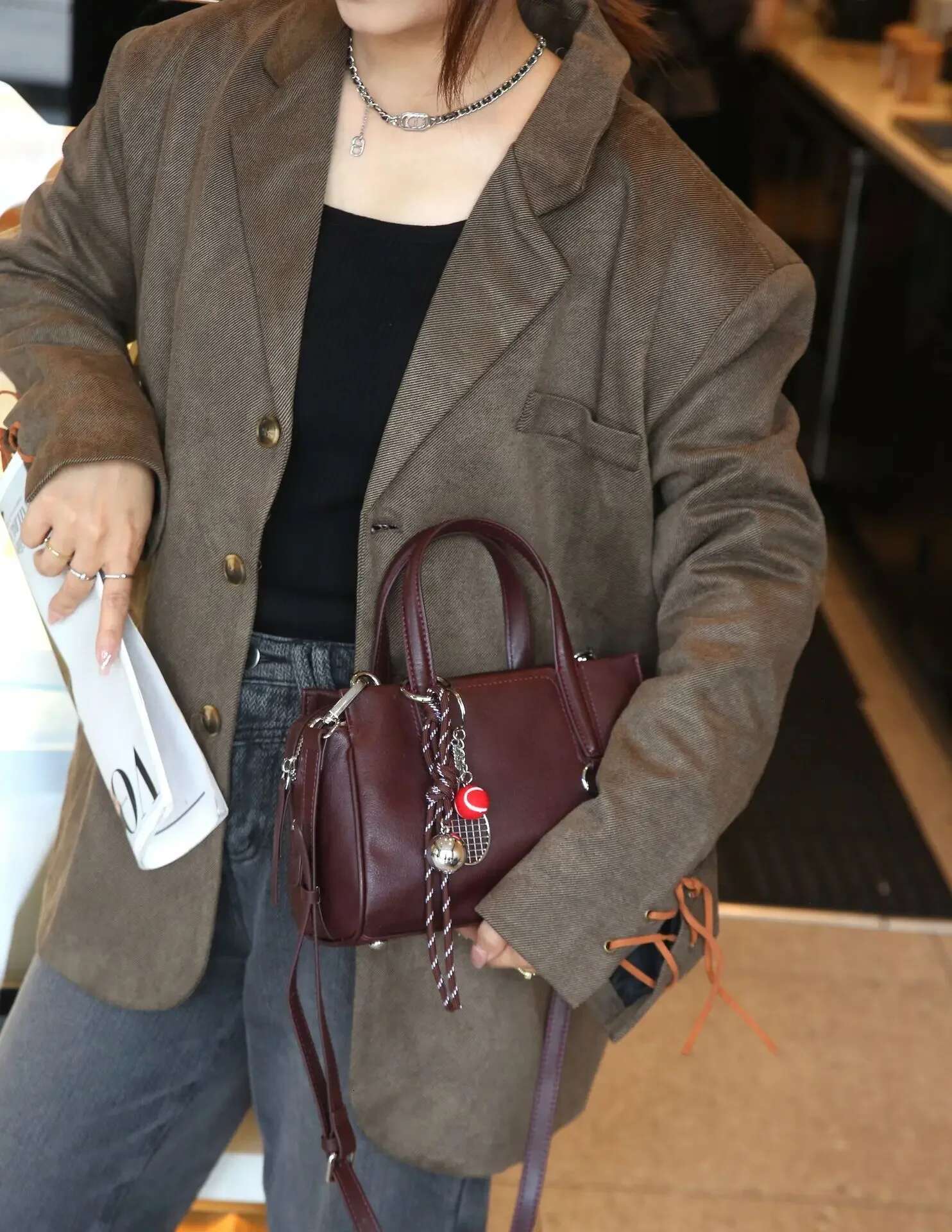 Dropship Vegetable Tanned Top Layer Cowhide Leather Women Handbag Coffee Wine Red Color Female Shoulder Bag