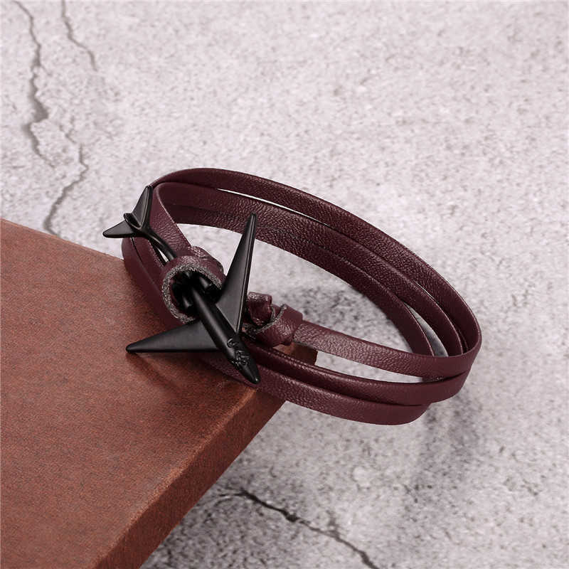 Charm Bracelets Personalized bracelet fashionable multi-layer airplane design multi-color leather rope bracelet accessories H25220