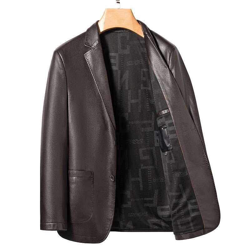 High-Quality Suit Fashion Men's New Handsome Trend All Matching Leather Jacket Slim Fit Autumn And Winter Blazers