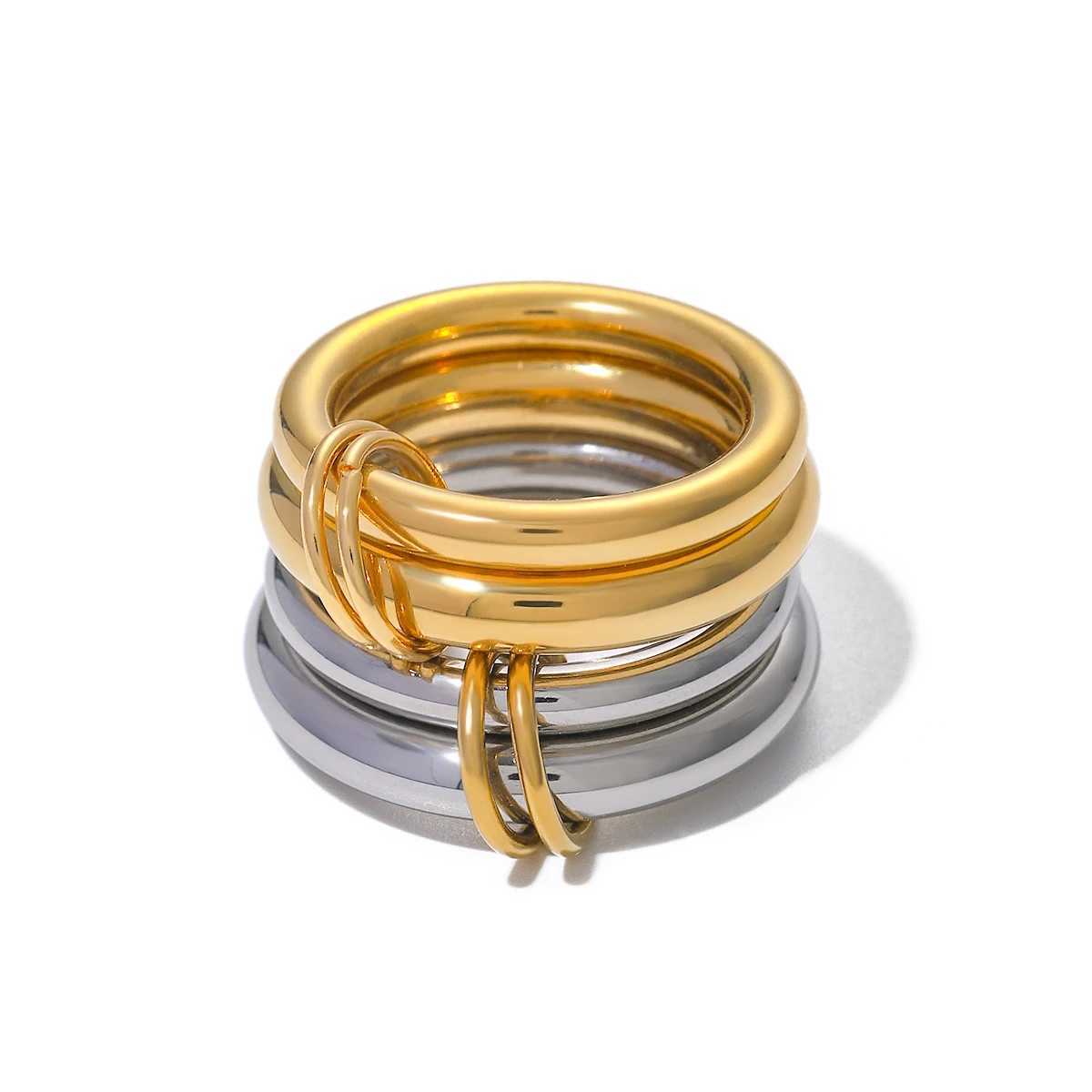 Youthway Minimalist 18K Gold Glossy Stainless Steel Thin Exquisite Rings Sets PVD Waterproof Stylish Trendy Korean Jewelry Wen X250220